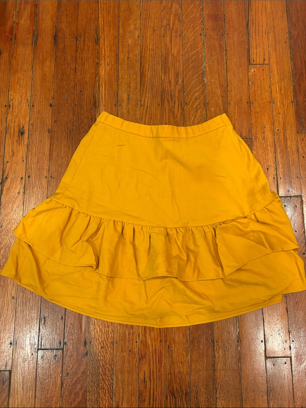 J. Crew Yellow Ruffle Hem Mini Skirt